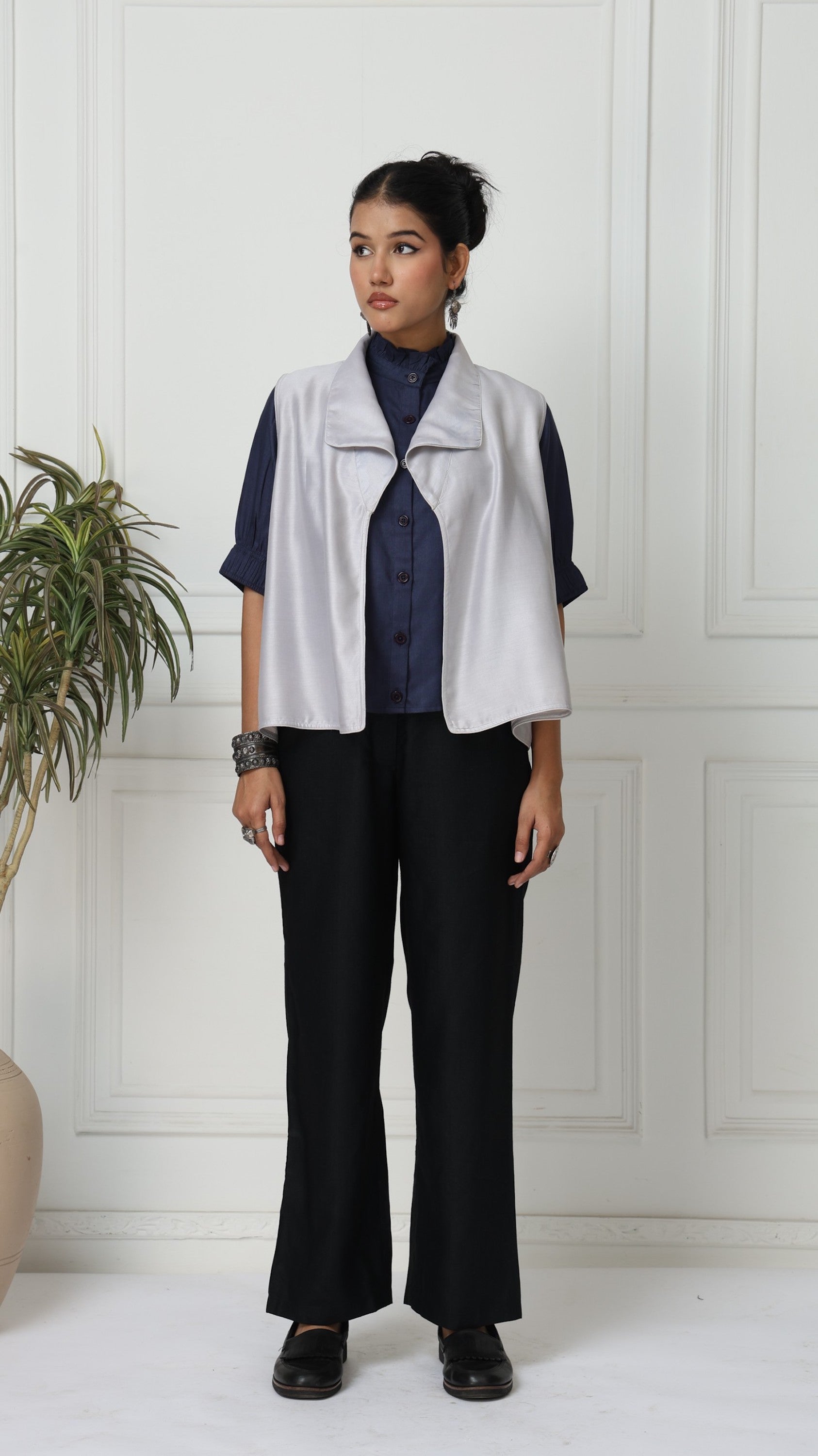 Silver Chanderi Jacket